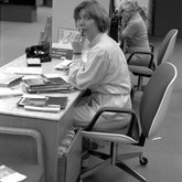 Library Interior Librarian at Desk (1978)