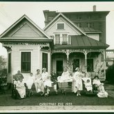Children in Front of Memorial Hospital's Cottage for Sick and Crippled Children on Christmas Eve (1937)