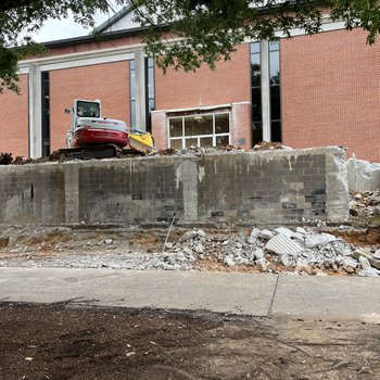 Library Entrance Construction from Promenade: August 22, 2022
