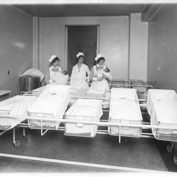 Nurses with Infants in the Nursery, 1926