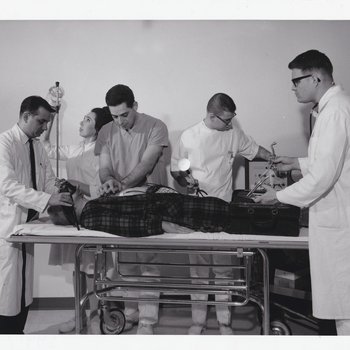 "Patient" undergoing cardiac arrest, 1965