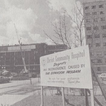 Christ Community Hospital expansion construction, 1974