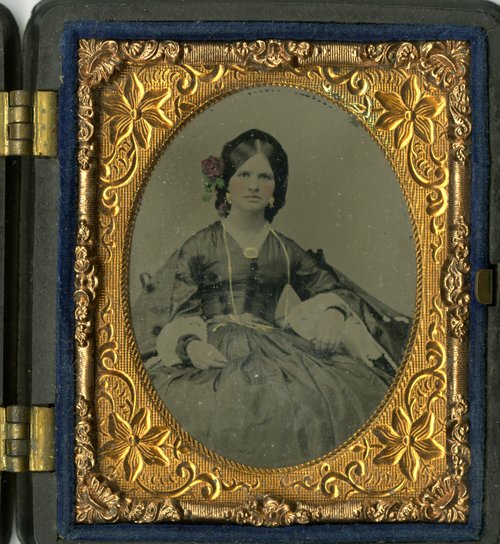 Hand-colored tintype of an unidentified woman