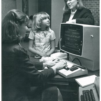 Patient admissions computer, 1983