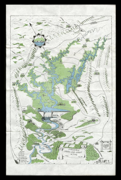 Pictorial map of the area around Norris Lake (ca9191e4ad5289b94764666b7869f575)