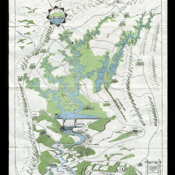 Pictorial map of the area around Norris Lake