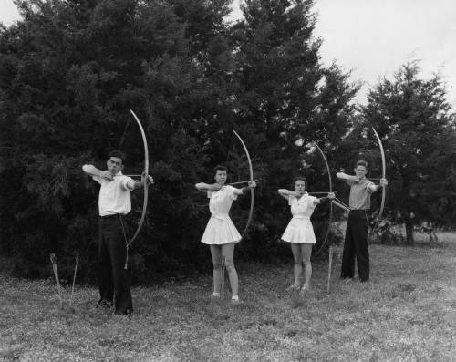 Archers taking aim in the Lebanon Cedar Forest Park (renamed Cedars of Lebanon State Park) (a03c8dcde648353e8a9ef3d7e9112e05)