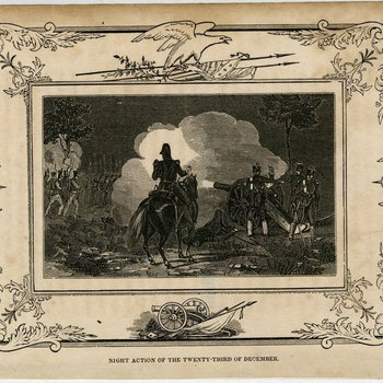 Engraving titled "Night Action of the Twenty-Third of December"