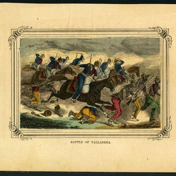 Engraving titled "The Battle of Talladega"