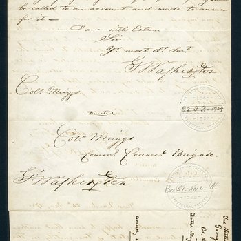 Letter from George Washington to Return Jonathan Meigs, Sr., 1780 (back)