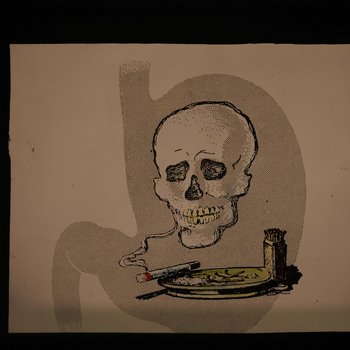 Skeleton smoking cigarette