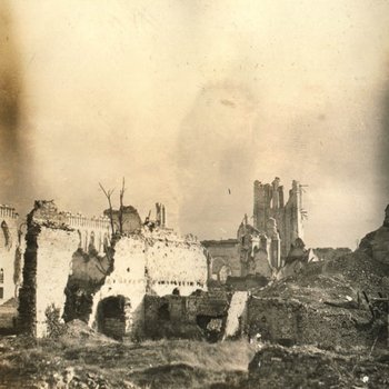 Ruins of the Cloth Hall and St. Martin’s Cathedral, Ypres, Belgium, 1918