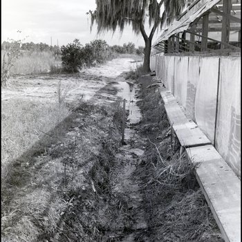 Trench next to building, Freeport, Grand Bahama Island, Bahamas, A