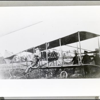 Walter Beech Perches on Airplane at Old Fairgrounds in Tampa