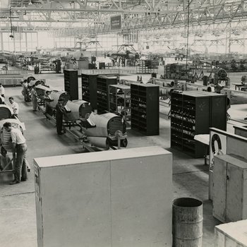 Workers assembling P-38 Lightning fighters at the Vultee Aircraft Corporation factory, Nashville, TN 2