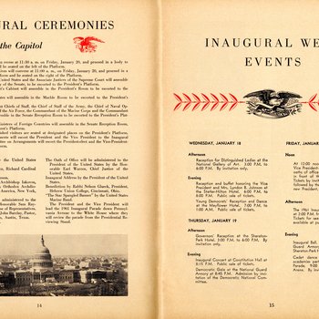 1961 Official Inaugural Program, pages 14-15