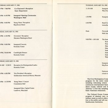 1981 Inaugural Program, page 16-17