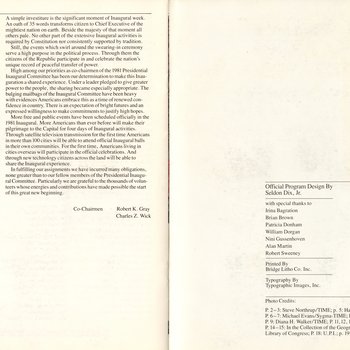 1981 Inaugural Program, page 22-23