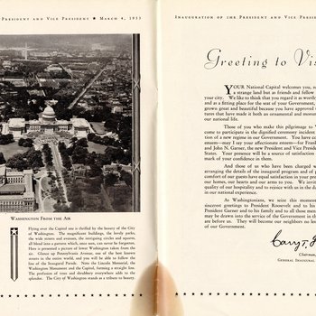 1933 Official Inaugural Program, page 2-3