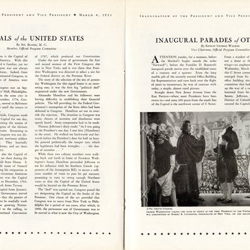 1933 Official Inaugural Program, page 34-35