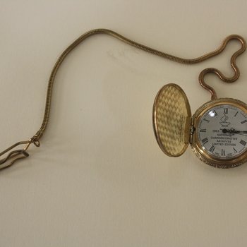 25th Anniversary gold pocket watch, open