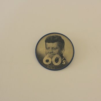 Man for the 60s holographic campaign button, 002