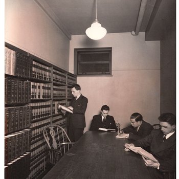 Four students in law library