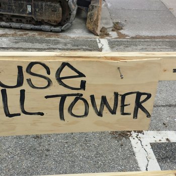 "Use Bell Tower" Wood Sign