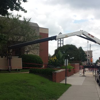 Crane Outside Library