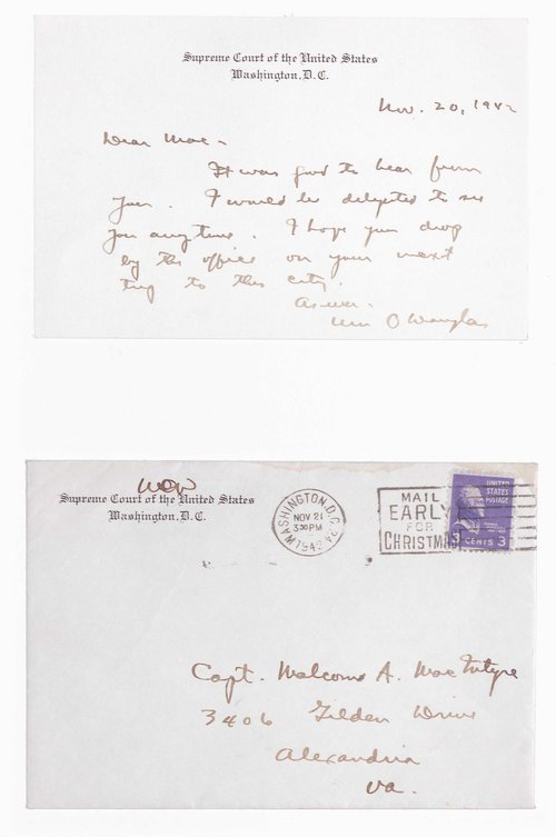 Correspondence Justice William O. Douglass (3aa6bf8a2babb9480923a3f6d37df3c0)