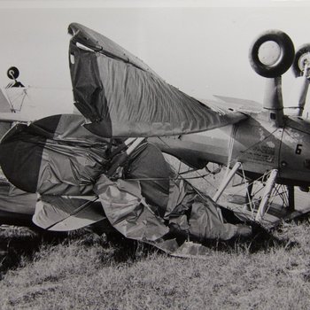 101a Stearman PT-17 #9  upside down on top of  Stearman PT-17 #4.