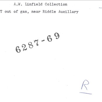 104b Back of photo showing annotation for Stearman PT-17 - upside down and 'out of gas'