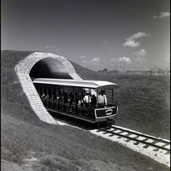 Trans-Veldt Railway Enters Covered Tunnel at Busch Gardens in Tampa, Florida, B