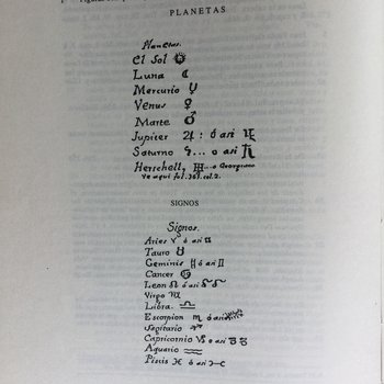 Fray Juan Antonio Navarrete.  Figuras con que se pintan los 8 planetas y los 12 Signos.