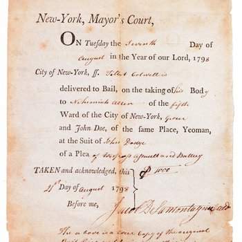 New York City Bail Bond, 1798