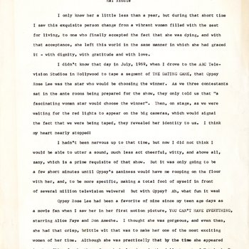 Hal Riddle, "I Remember Gypsy"