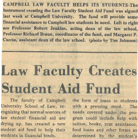 Law Faculty Creates Student Aid Fund