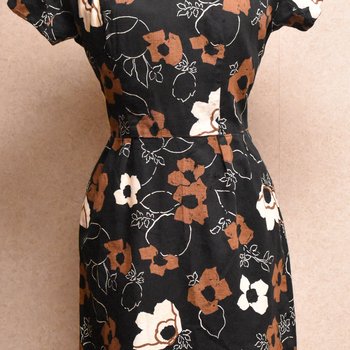 Nelly Don Black, Brown, and Cream Floral Print Dress