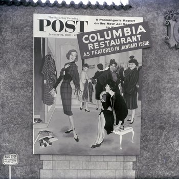 Poster Advertising Columbia Restaurant's Feature in The Saturday Evening Post on Building Exterior