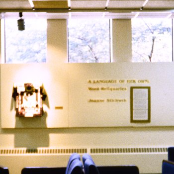 01. Contemporary World Reliquaries, installation overview title wall