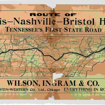 Map of the Route of the Memphis-Nashville-Bristol Highway, 1911