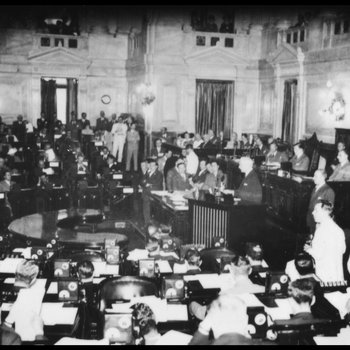 Cordell Hull delivering a speech to the Tennessee General Assembly, undated