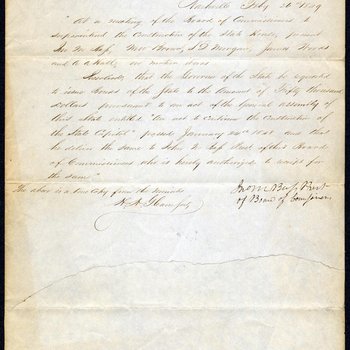 Resolution to Governor Neill S. Brown from John Bass and H.A. Gleam, 1848, page 1