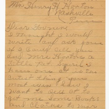Letter to Governor Henry Horton from Martha Jane Vaughn of Eagle Creek, Tenn., 1930, page 1