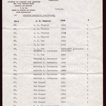 Letter to Governor Henry Horton from Keeper of the Archives, P.E. Cox, 1931, page 4