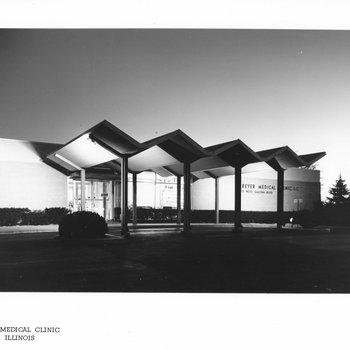 Front entrance of Dreyer Medical Clinic, ca 1970s