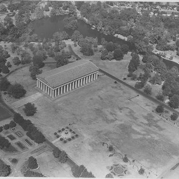 Aerial view of the Parthenon in Centennial Park