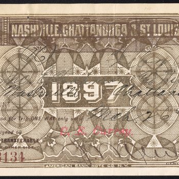Nashville, Chattanooga, & St. Louis Railway train ticket