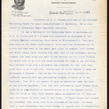 Statement of C.H. Clark, Chairman of National Baptist Publishing Board