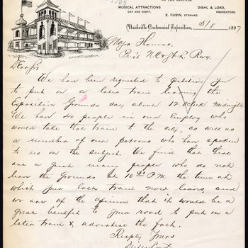 Letter from Diehl & Lord to J. W. Thomas